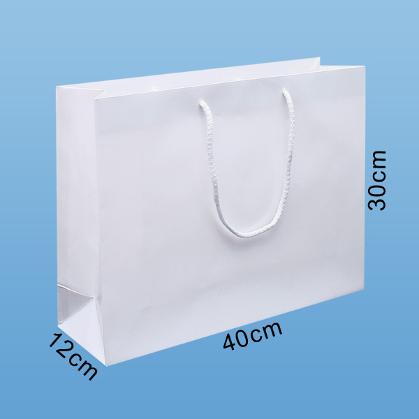100 Stk quer Papiertaschen 40x10x30 cm Papiertüten Glanztaschen weiß 
