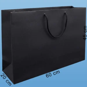 große papiertaschen schwarz matt, hochwertige tasche mit baumwollkordel