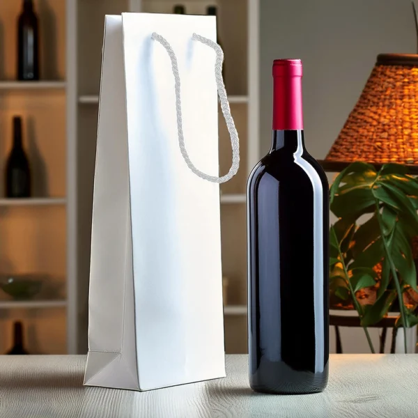 weintasche mit einer flasche rotwein, flaschentasche, günstige papiertaschen